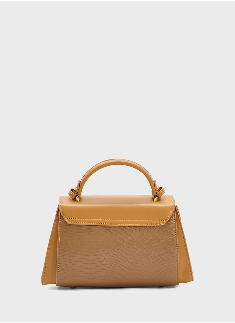 ELLA Snake Print Panel Satchel Bag