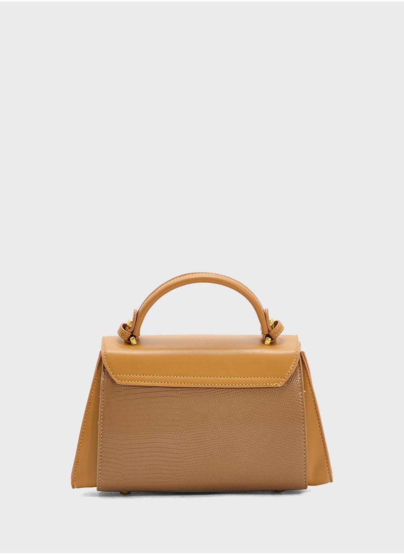 ELLA - Snake Print Panel Satchel Bag - Image 1