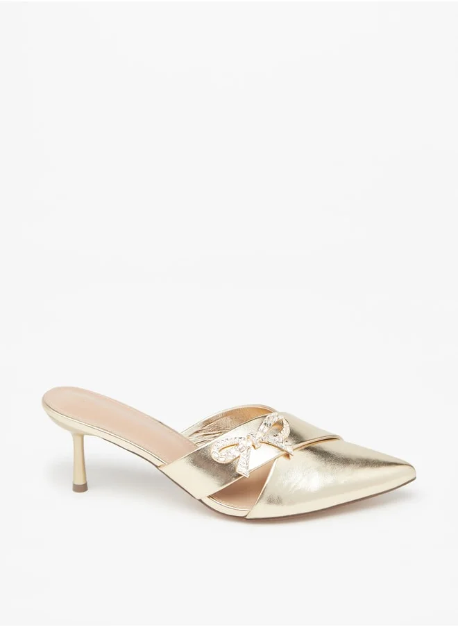 Flora Bella By Shoexpress Women's Embellished Slip-on Pumps with Flared Heels Ramadan Collection