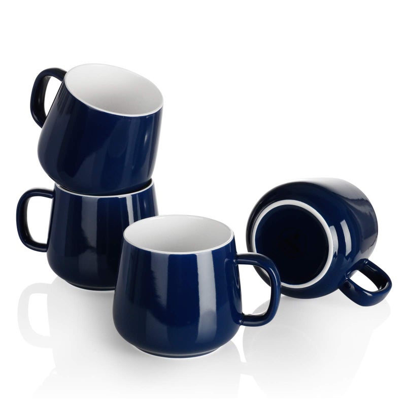 Teocera Ceramic Coffee Mug Set Of 4-12 Oz Coffee Mugs With Large Handles For Hot Or Cold Drinks Like Latte Cocoa Tea Or Juice - Smooth Ceramic Dishwasher Safe Navy - Image 1