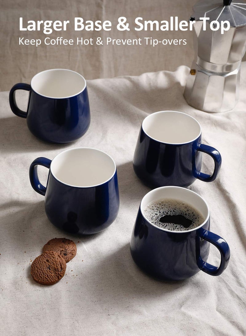 Teocera Ceramic Coffee Mug Set Of 4-12 Oz Coffee Mugs With Large Handles For Hot Or Cold Drinks Like Latte Cocoa Tea Or Juice - Smooth Ceramic Dishwasher Safe Navy - Image 5