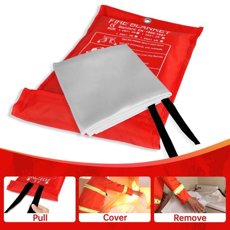 Demiwise Fire Blankets for Home and Kitchen,8-Pack 40"x40" Emergency Fire Safety Blankets for People House Car Office Warehouse Emergency Survival Safety - Image 5