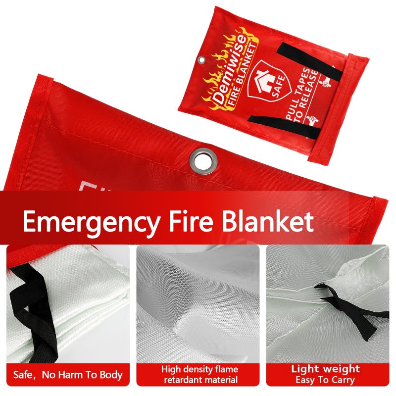 Demiwise Fire Blankets for Home and Kitchen,8-Pack 40"x40" Emergency Fire Safety Blankets for People House Car Office Warehouse Emergency Survival Safety - Image 2