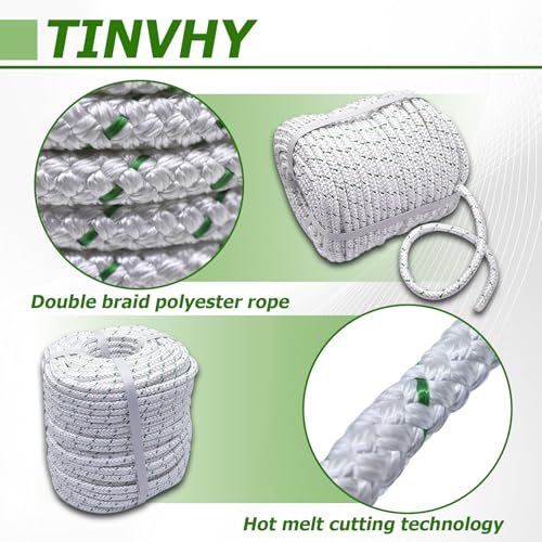 TINVHY 3/8 Inch x 200 Feet 4800Lbs Braided Polyester Rope Breaking Strength Strong Pulling Rope for Tree Work Camping Swing - Image 3