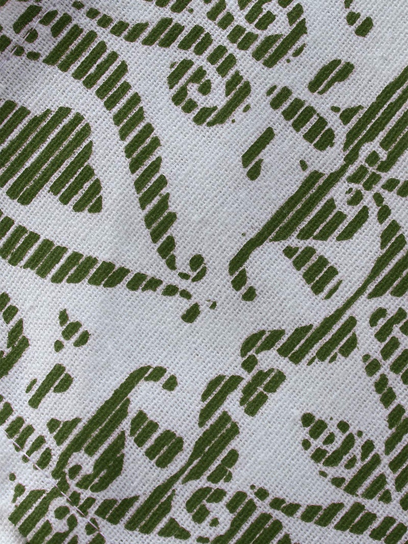 Dekor World Cotton Printed Abstract Rectangle Table Cover with Place Mat - Dark Green, 9 Piece - Image 4