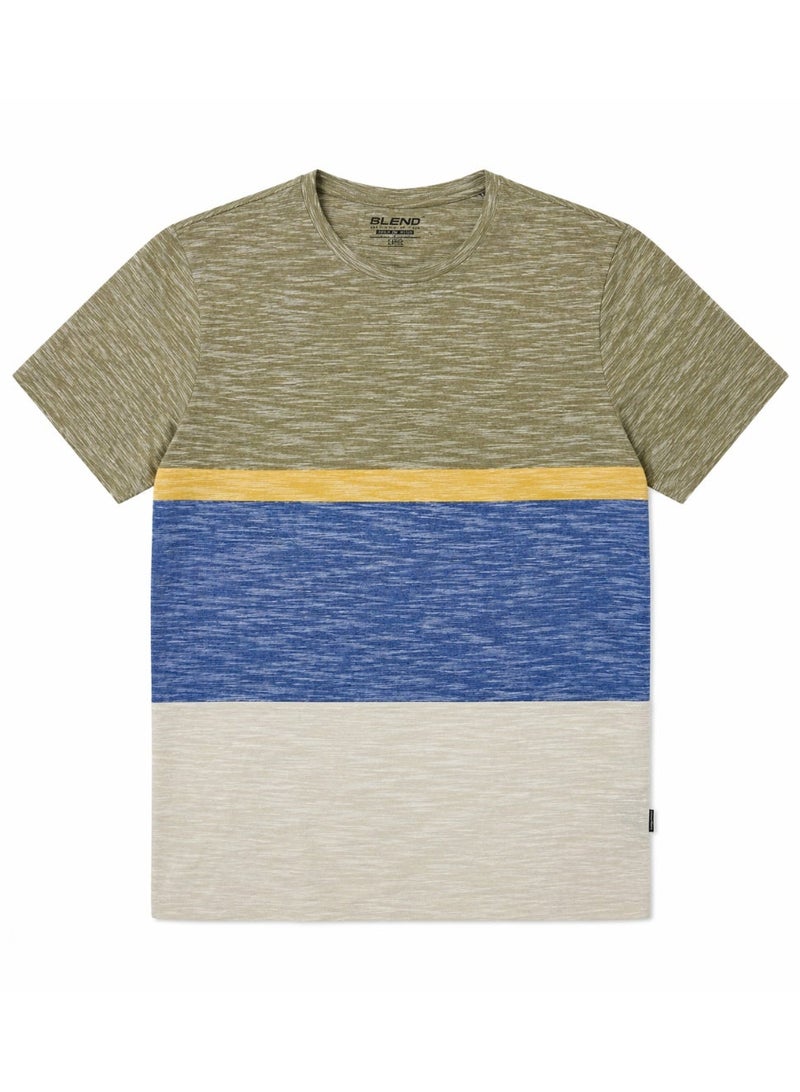 Blend Men's Cotton Blend Striped Crew Neck Short Sleeve T-Shirt - Image 2