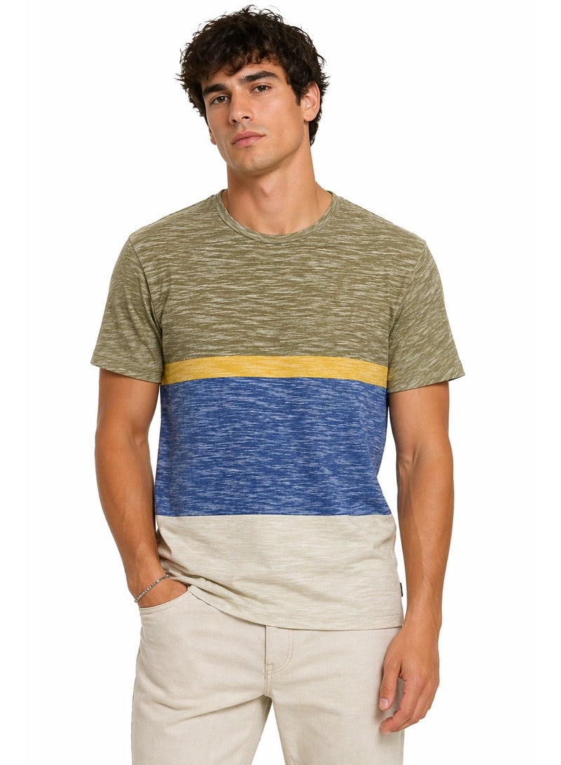 Blend Men's Cotton Blend Striped Crew Neck Short Sleeve T-Shirt - Image 1