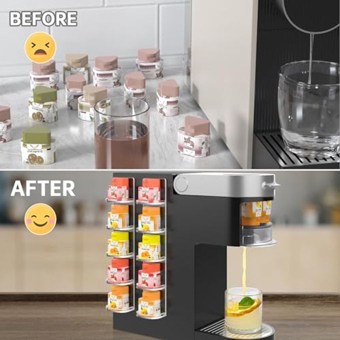 NiHome 2Pcs Clear Acrylic Pod Holders Compatible With Ninja Thirsti Drops, Durable Thick Acrylic Wall Or Machine Mounted Storage Racks With Nano Adhesive, Space-Saving Design Easy Flavor Organization - Image 2