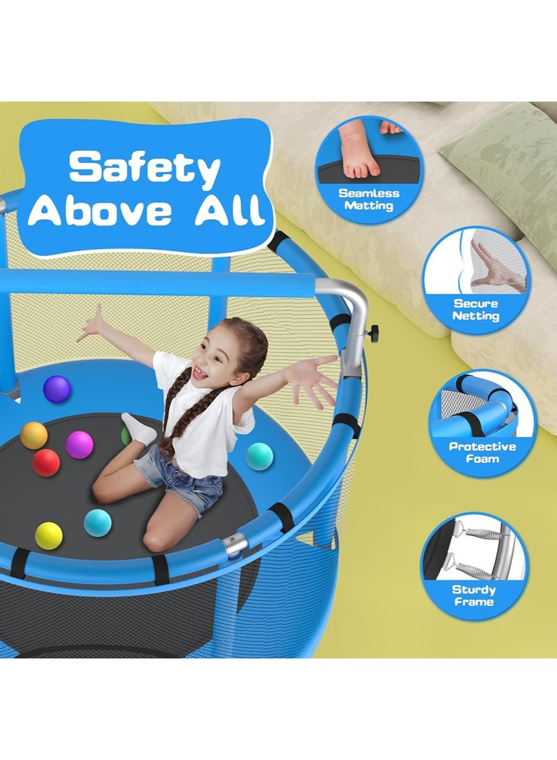 EzzySo 55" Trampoline for Kids with Enclosure, 440lbs Capacity Indoor & Outdoor Toddler Trampoline with Adjustable Gymnastics Bar & Toys, for Boys & Girls - Image 2