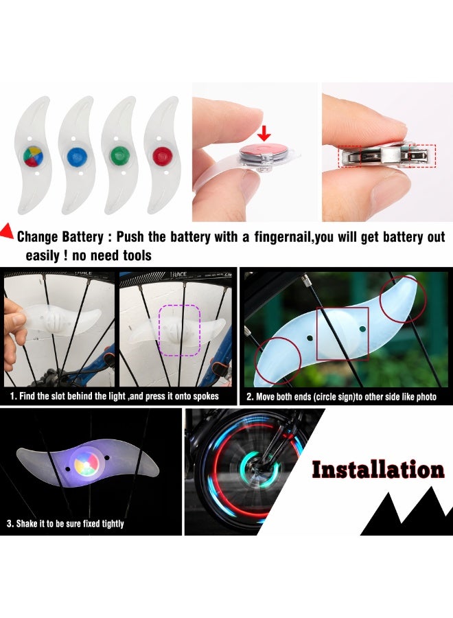 4 Pack Bike Spoke Lights, LED Bike Wheel Lights Keep Safe Decorations with 3 LED Flash Modes - Image 5