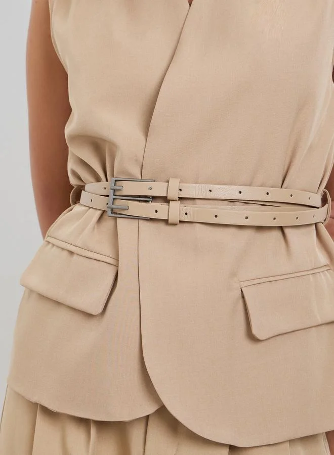 Styli Styli Women Brown Belted Sleeveless Waistcoat