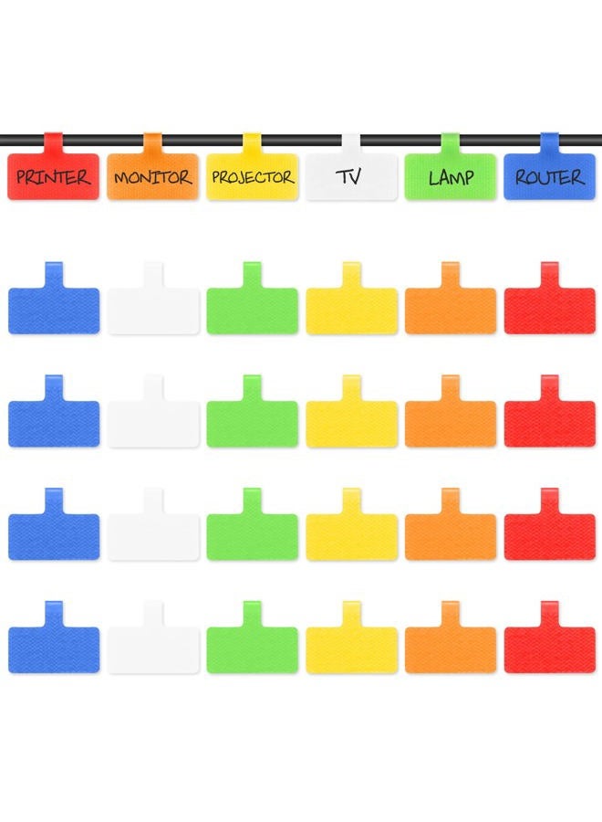 Trilancer Cable Cord Labels Large Size, for Organizing Wires and Identification, Multicolored Handwriting Cable Tags, Reusable with Multiple Uses - 24 PCS - Image 1
