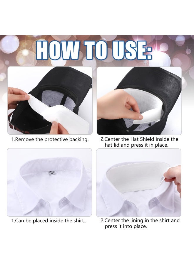 50 جهاز كمبيوتر شخصي قبعة عرق بطانة دروع امتصاص الوسادة يمنع البقع حماية الفرق لمدة واحدة طوق حماية عرق الوسادات البيسبول الغولف قبعة الرجال النساء (الأبيض) - Image 3