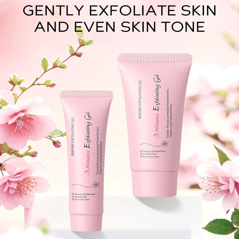 Trendy versatile build 2 Pcs Cherry Blossoms Exfoliating Gel,Gentle & Moisturizer Face Body Scrub Gel,Deep Pore Cleansing,Hydrating&Smoothing Skin Polish, Unclogging Dead Skin Cells,Natural Plant Extract,For All Skins Types Diverse operating method fit - Image 4