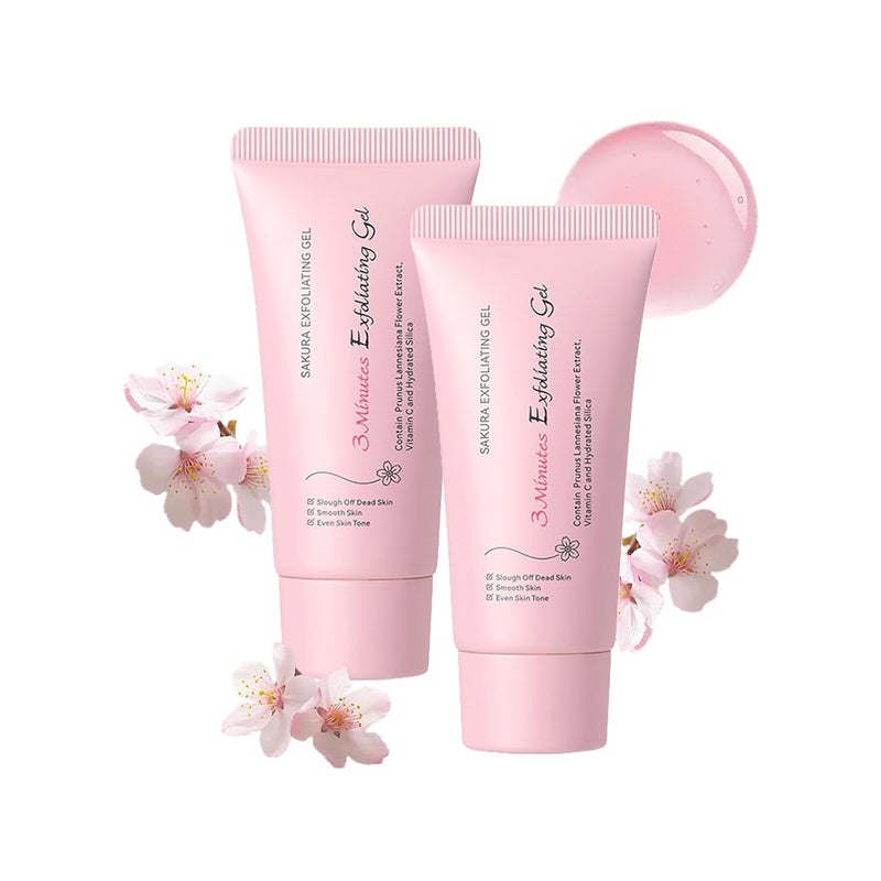Trendy versatile build 2 Pcs Cherry Blossoms Exfoliating Gel,Gentle & Moisturizer Face Body Scrub Gel,Deep Pore Cleansing,Hydrating&Smoothing Skin Polish, Unclogging Dead Skin Cells,Natural Plant Extract,For All Skins Types Diverse operating method fit - Image 1