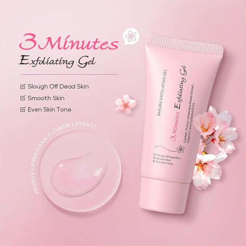 Trendy versatile build 2 Pcs Cherry Blossoms Exfoliating Gel,Gentle & Moisturizer Face Body Scrub Gel,Deep Pore Cleansing,Hydrating&Smoothing Skin Polish, Unclogging Dead Skin Cells,Natural Plant Extract,For All Skins Types Diverse operating method fit - Image 5
