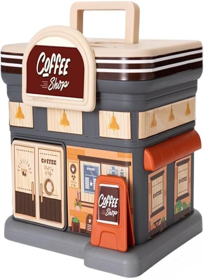 MALLEXO Realistic Coffee Shop Playset Piggy Bank for Kids | 1 PCS Money Bank with Key Rotate Lock Restaurant Pretend Play Set Gullak for Boys | Girls Birthday Gift for Children Education & Decor Items - Image 1