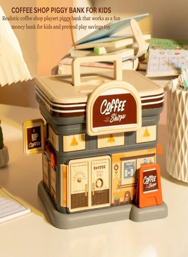 MALLEXO Realistic Coffee Shop Playset Piggy Bank for Kids | 1 PCS Money Bank with Key Rotate Lock Restaurant Pretend Play Set Gullak for Boys | Girls Birthday Gift for Children Education & Decor Items - Image 5