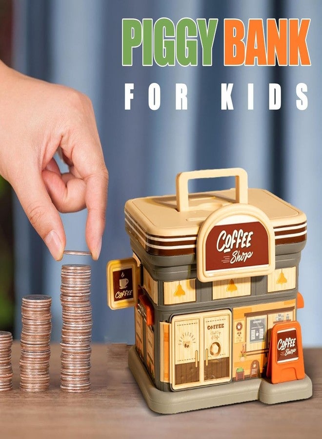 MALLEXO Realistic Coffee Shop Playset Piggy Bank for Kids | 1 PCS Money Bank with Key Rotate Lock Restaurant Pretend Play Set Gullak for Boys | Girls Birthday Gift for Children Education & Decor Items - Image 4