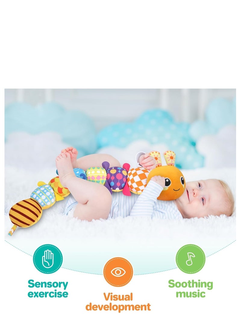 Raxoom Baby Toys 0 to 12 Months, Musical Stuffed Animal Toys for 0-3-6-12 Months, Soft Sensory Toys with Crinkle and Rattles, Infant Tummy Time Toys for Newborn Boys Girls, Caterpillar - Image 3