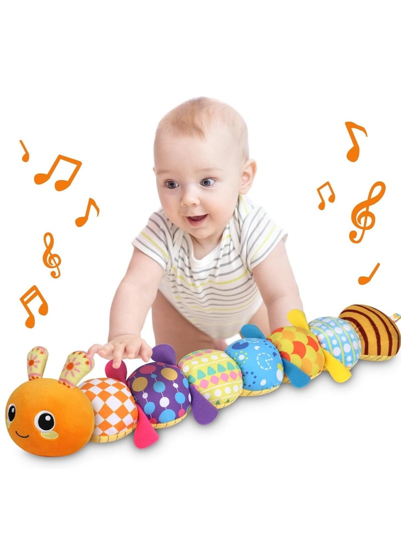 Raxoom Baby Toys 0 to 12 Months, Musical Stuffed Animal Toys for 0-3-6-12 Months, Soft Sensory Toys with Crinkle and Rattles, Infant Tummy Time Toys for Newborn Boys Girls, Caterpillar - Image 1
