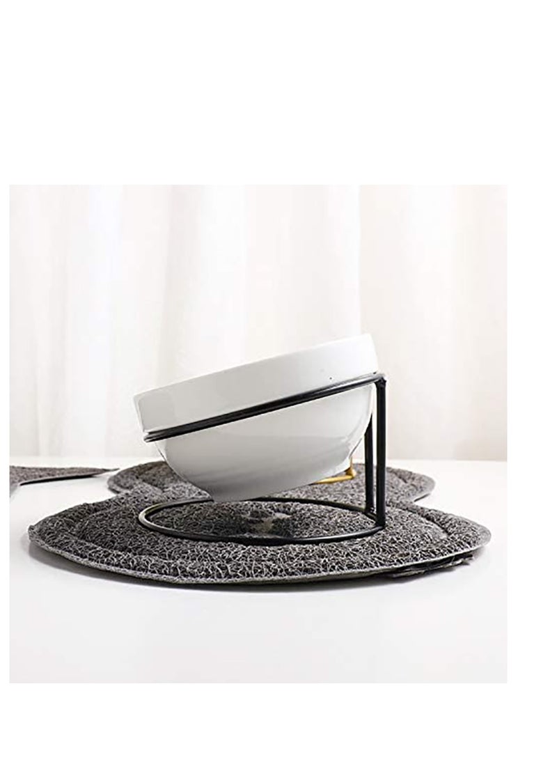 Elevated Cat Bowl, Ceramic Tilted Elevated Raised Pet Dish with Metal Stand, Tall Cat Bowls for Food and Water, Anti Vomiting Dishwasher Safe