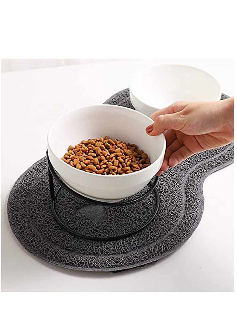 Elevated Cat Bowl, Ceramic Tilted Elevated Raised Pet Dish with Metal Stand, Tall Cat Bowls for Food and Water, Anti Vomiting Dishwasher Safe