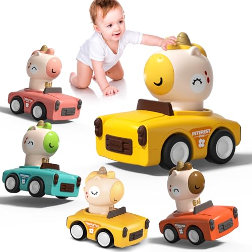 SUPVIB Press to Go Friction Inertia Car Animal Toddler Toy Cars 13 Infant 691218 Month Play Figure Vehicle Set 1st Birthday Gift for 12 Year Old Boy Girl - Image 1