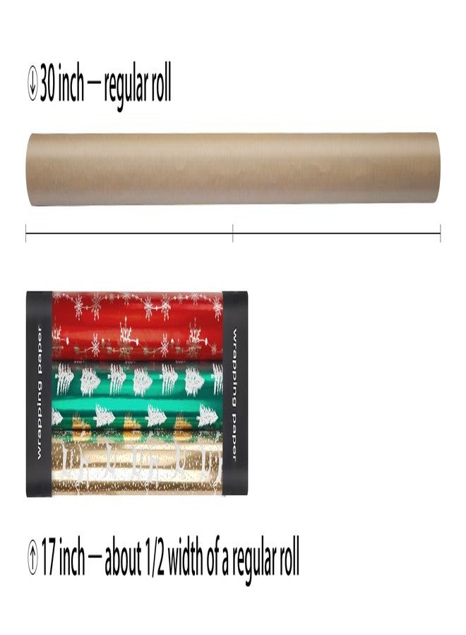 LDGOOAEL لفة ورق تغليف هدايا عيد الميلاد الصغيرة من LDGOOAEL مع خطوط قص على الوجه الخلفي (17 بوصة × 120 بوصة لكل لفة) - ورق تغليف هدايا أحمر وأخضر وذهبي بتصميم غزال وندفة ثلج وشجرة، مناسب للأعياد وأعياد الميلاد وحفلات الزفاف - Image 3