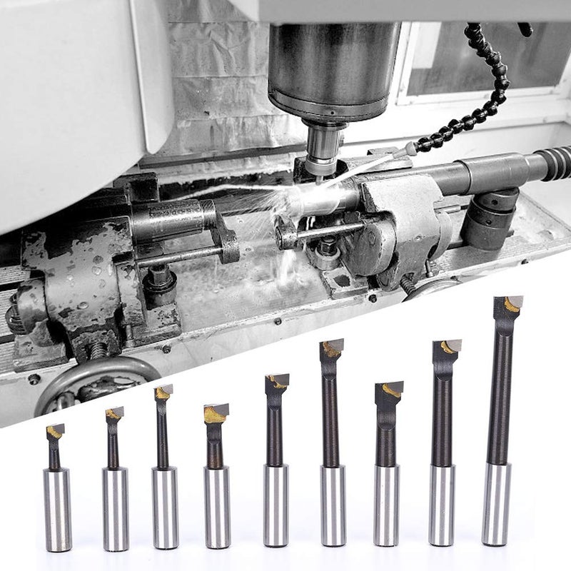 9Pcs Boring Bar Set, 12mm F1 Type High Speed Steel CNC Lathe Tool Holding with Storage Base for Precision Machining and Easy Tool Organization - Image 3