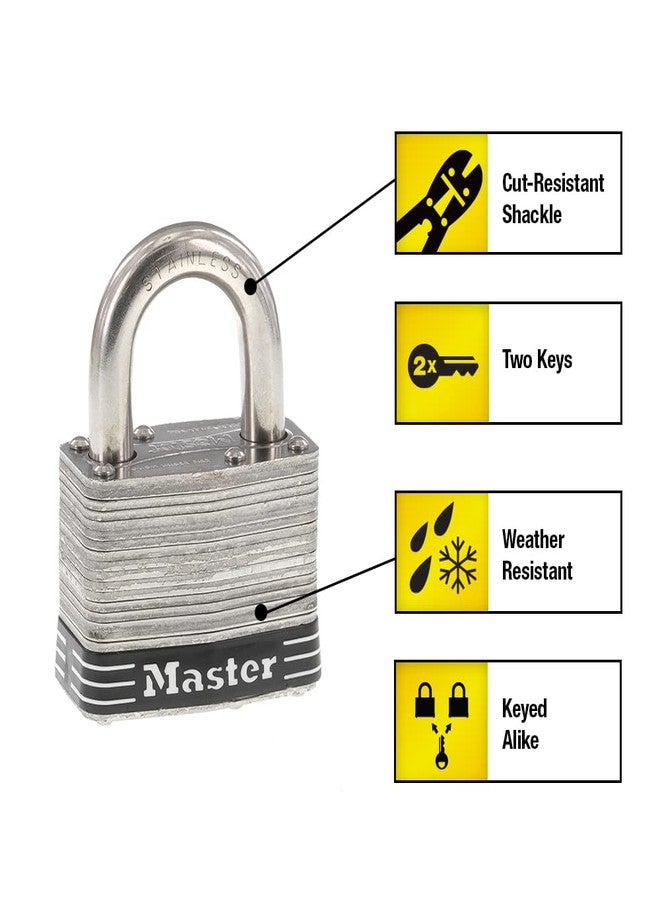 Master Lock 5SST Stainless Steel Outdoor Padlock with Key, 2 Pack Keyed-Alike - Image 2