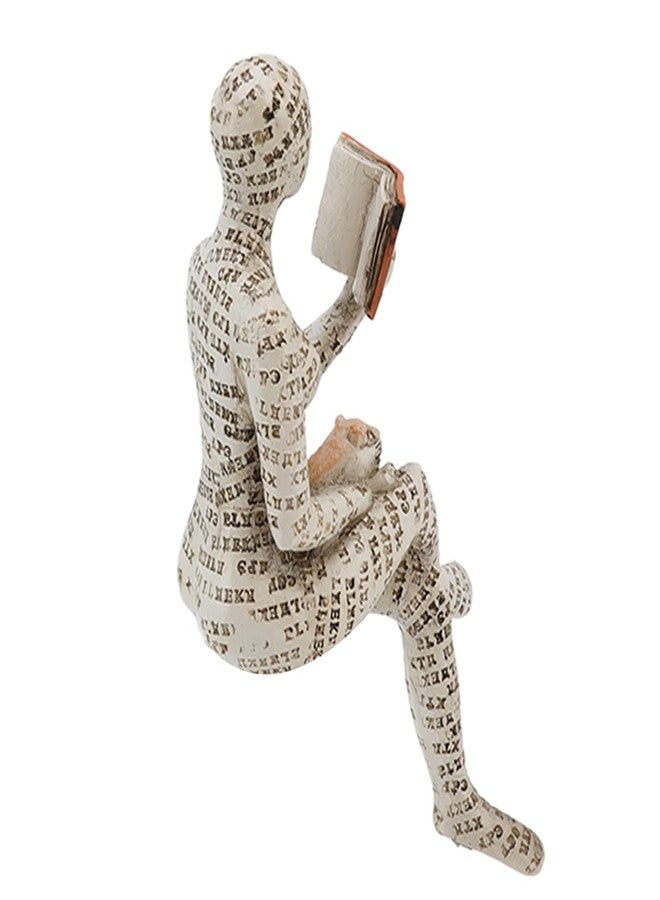 DAUERHAFT Pulp Ladies Reading Shelf Decor Reading Woman Figurine Exquisite Workmanship Hand Painted Bookshelf Decoration Ornament Woman Reading Figurine for Dining Table(B) Statues - Image 4