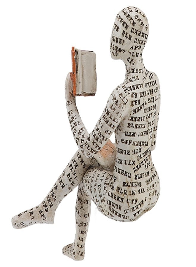 DAUERHAFT Pulp Ladies Reading Shelf Decor Reading Woman Figurine Exquisite Workmanship Hand Painted Bookshelf Decoration Ornament Woman Reading Figurine for Dining Table(B) Statues - Image 5