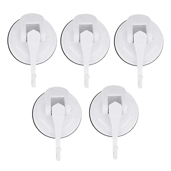 Vacc Fast ABS Vaccum Based Suction Wall Hook Strong Heavy Duty Wall Hangers for Bedroom, Bathroom, Kitchen Accessories Items - Small Size, Pack of 5 (White) - Image 1