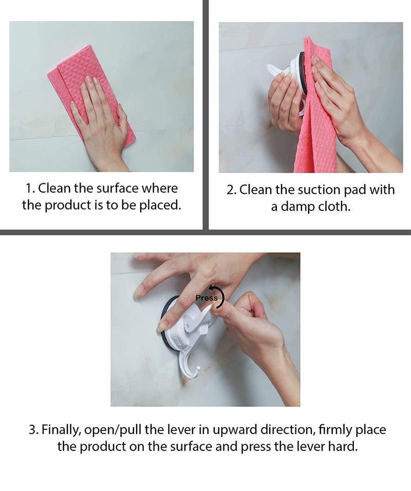Vacc Fast ABS Vaccum Based Suction Wall Hook Strong Heavy Duty Wall Hangers for Bedroom, Bathroom, Kitchen Accessories Items - Small Size, Pack of 5 (White) - Image 3