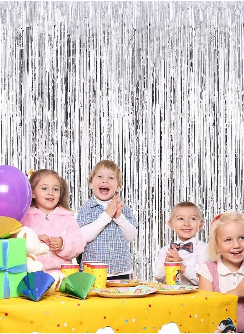Bukela Silver Foil Fringe Curtain, 2 meter Metallic Tinsel Streamers Party Backdrop for Halloween, Baby Shower, Wedding, Eid, Graduation, Birthday Party Decorations  - Image 3