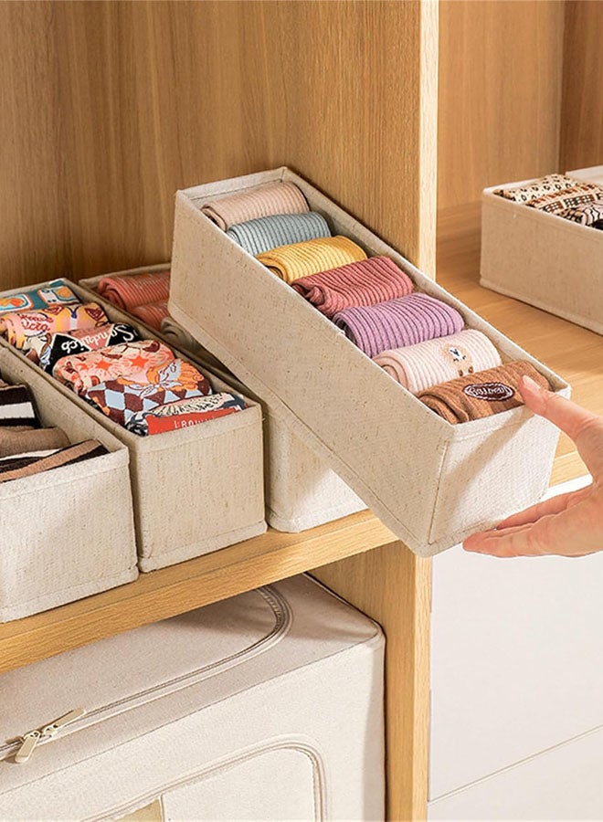 Foldable Clothes Drawer Organizer 2 Pcs, Fabric Drawer Organizer for Nursery, Small Drawer Fabric Organizer for Clothing, Sock Underwear Bra Belt Tie Scarves Drawer (2 Light Beige)  - Image 1
