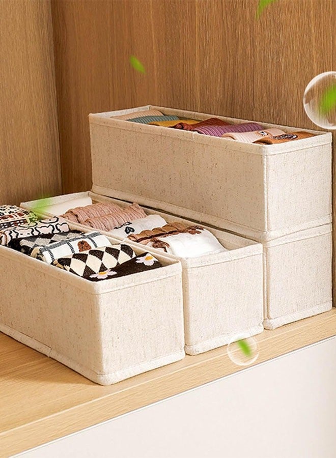 Foldable Clothes Drawer Organizer 2 Pcs, Fabric Drawer Organizer for Nursery, Small Drawer Fabric Organizer for Clothing, Sock Underwear Bra Belt Tie Scarves Drawer (2 Light Beige)  - Image 3