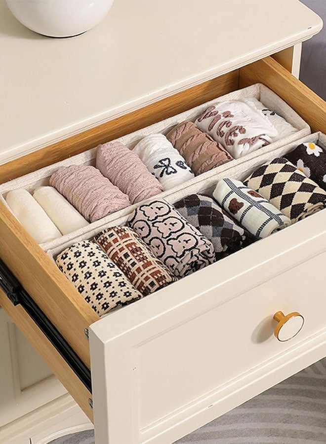 Foldable Clothes Drawer Organizer 2 Pcs, Fabric Drawer Organizer for Nursery, Small Drawer Fabric Organizer for Clothing, Sock Underwear Bra Belt Tie Scarves Drawer (2 Light Beige)  - Image 2