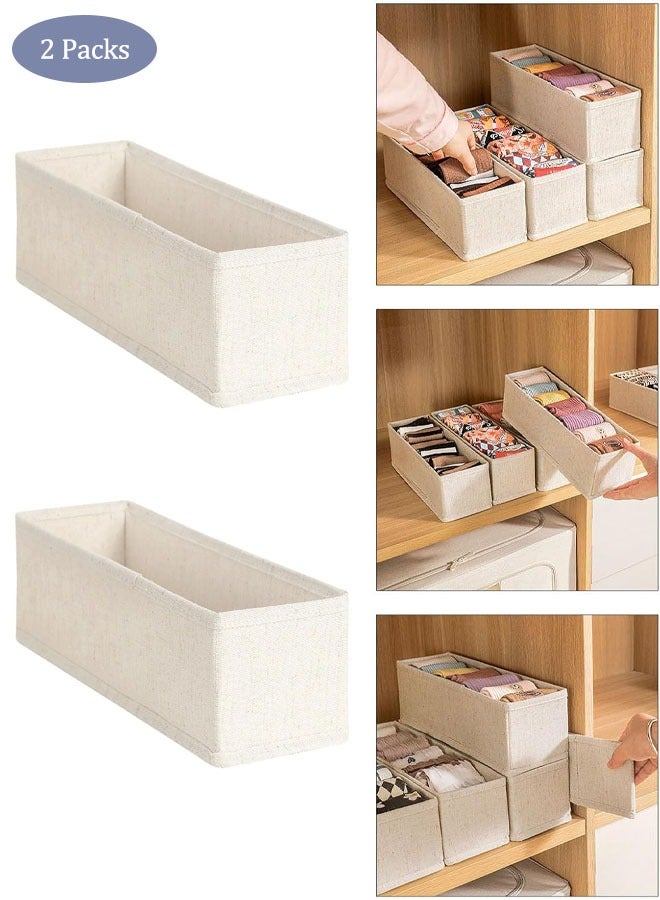 Foldable Clothes Drawer Organizer 2 Pcs, Fabric Drawer Organizer for Nursery, Small Drawer Fabric Organizer for Clothing, Sock Underwear Bra Belt Tie Scarves Drawer (2 Light Beige)  - Image 4
