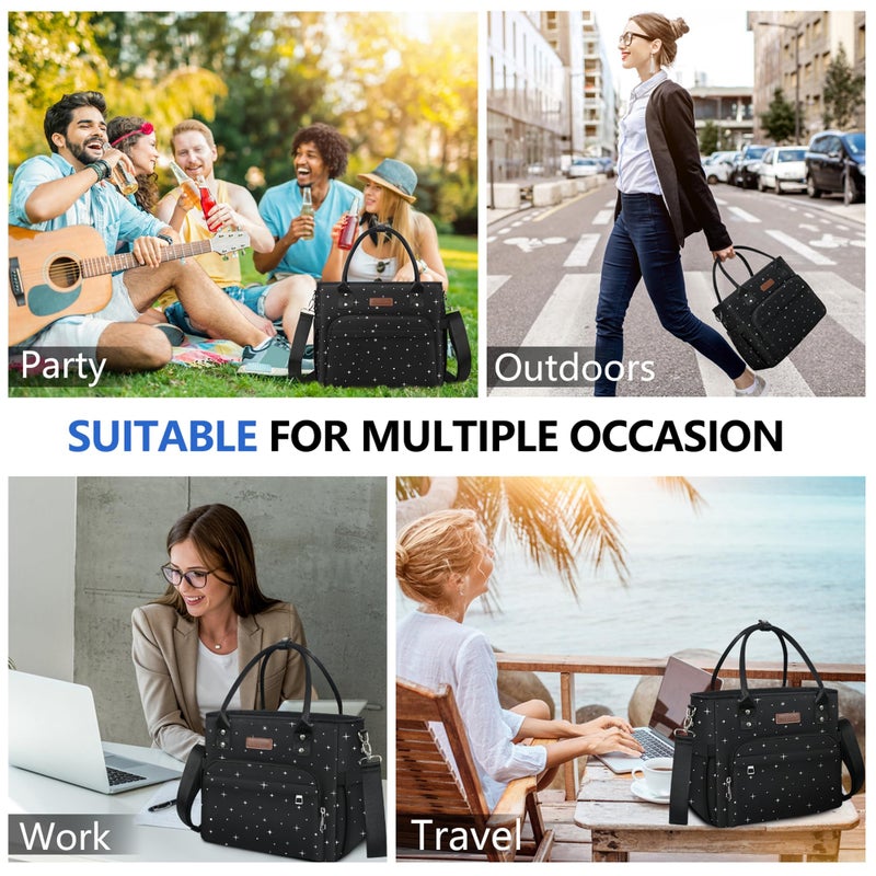 MIYCOO Lunch Bag Lunch Box Women - Leakproof Insulated Lunch Cooler Bag for Women - Large Lunch Tote Bags Adults, Black Starry Sky - Image 4
