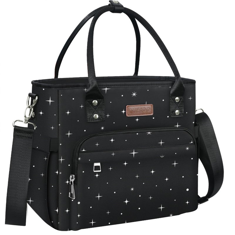 MIYCOO Lunch Bag Lunch Box Women - Leakproof Insulated Lunch Cooler Bag for Women - Large Lunch Tote Bags Adults, Black Starry Sky - Image 1