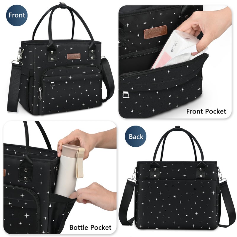 MIYCOO Lunch Bag Lunch Box Women - Leakproof Insulated Lunch Cooler Bag for Women - Large Lunch Tote Bags Adults, Black Starry Sky - Image 3