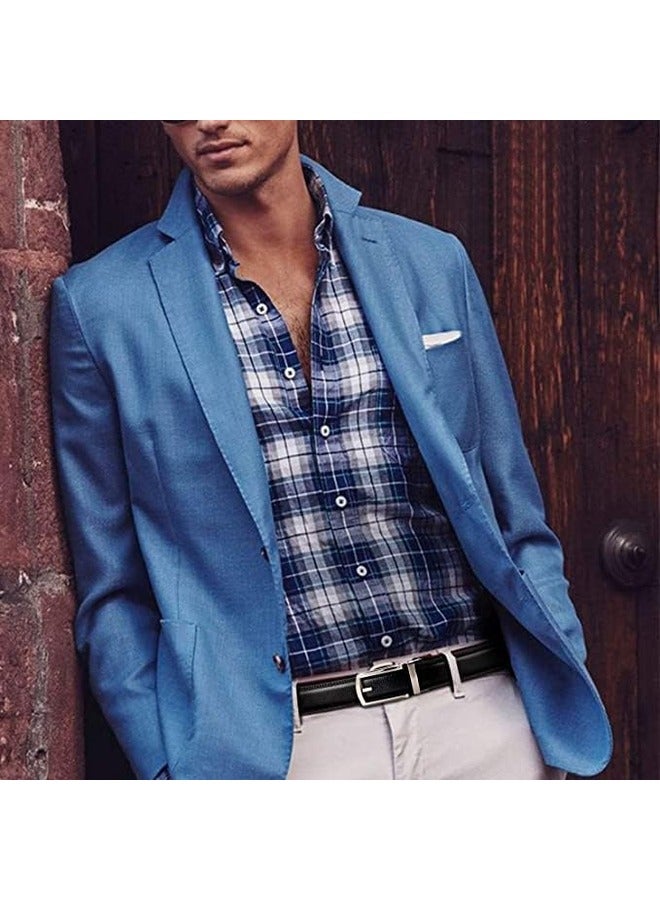 كينج مان حزام جلدي أوتوماتيكي للرجال - حزام فستان بسقاطة مع قفل تلقائي لملاءمة مثالية (34، مظهر الدبوس - أسود) - Image 5