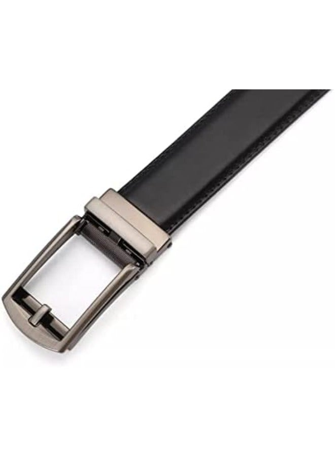 كينج مان حزام جلدي أوتوماتيكي للرجال - حزام فستان بسقاطة مع قفل تلقائي لملاءمة مثالية (34، مظهر الدبوس - أسود) - Image 4