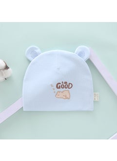 Cotton Newborn Baby Caps Unisex Windproof Blue sleeping bear