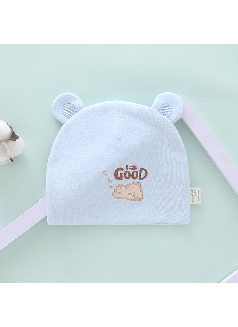 Generic - Cotton Newborn Baby Caps Unisex Windproof Blue sleeping bear - Image 1