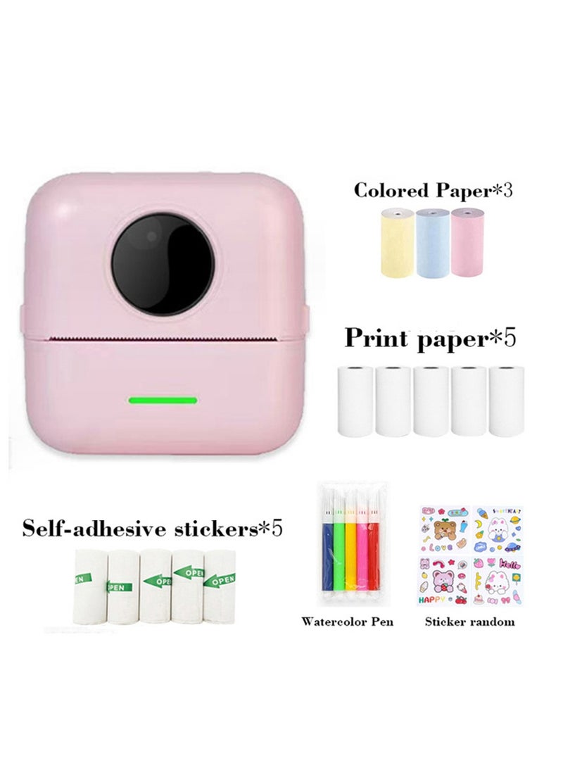 Kidle Thermal Mini Printer,Bluetooth Printer for Phone, Wireless Label Printer with Tape，Compatible with iOS&Android Printer X5 powder+5 stickers+5 regular paper+3 colored paper+6 colored pens+1 sticker - Image 1