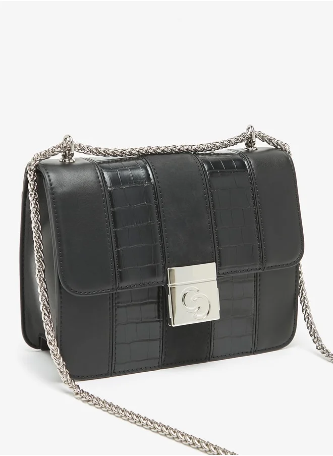 سيليست Women's Textured Crossbody Bag with Chain Link Strap