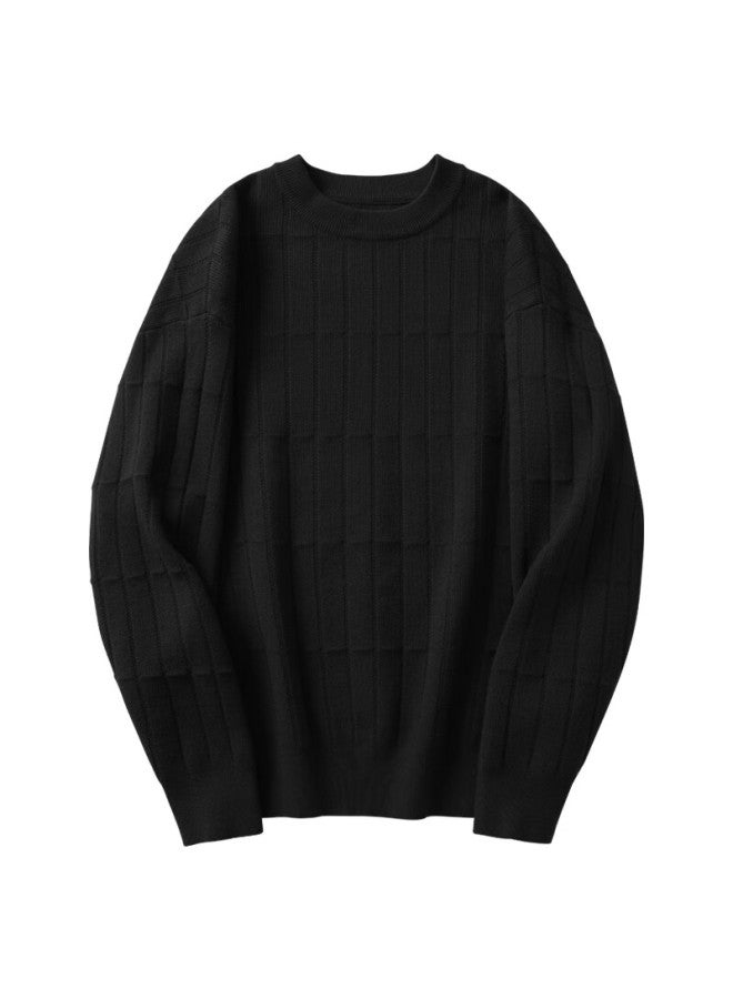 Markless Men's Autumn Winter Warm Oatmeal Fleece Knit Sweater Elastic Soft Casual Innerwear 4707 Black Xxl - Image 4